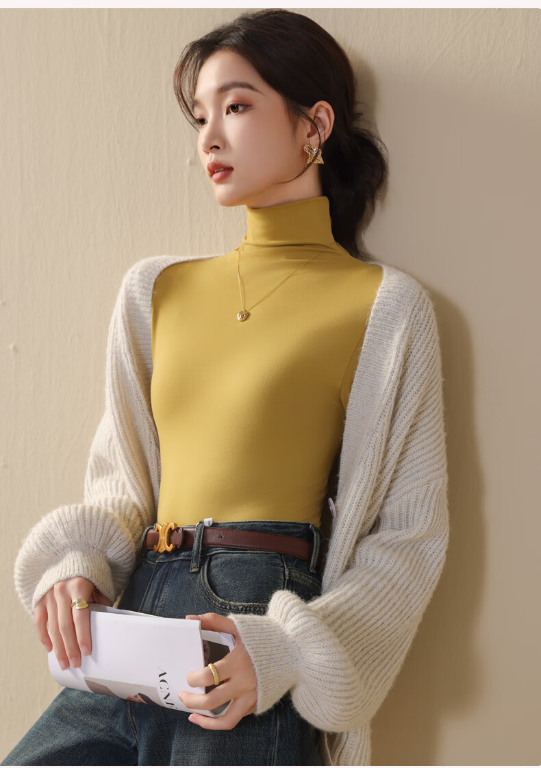 Miiow Women's Stylish Black Slim Fit Turtleneck Thermal Base Layer Top 7
