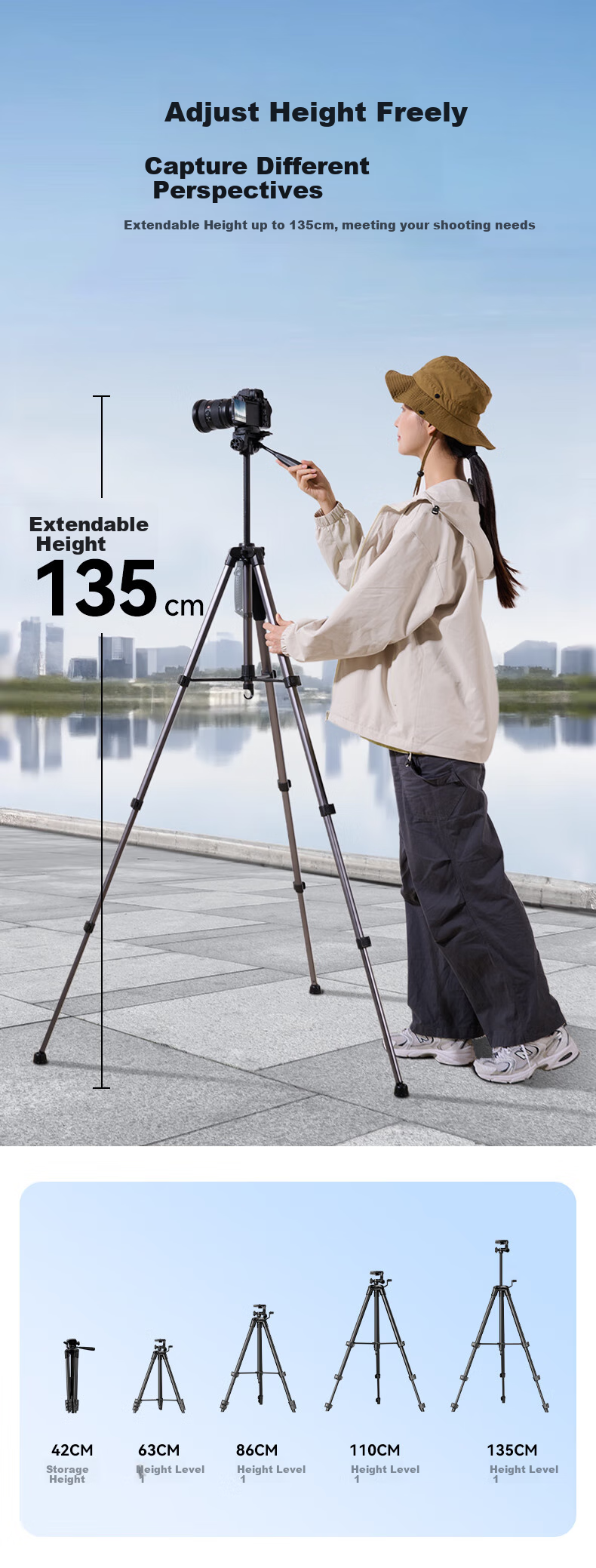 Llano Camera Tripod, DSLR And Smartphone Professional Photography Portable Stand, Mirrorless Camera Tripod Head, Live Streaming And Video Recording Professional Anti-Shake Suitable for Canon And Sony Cameras 3