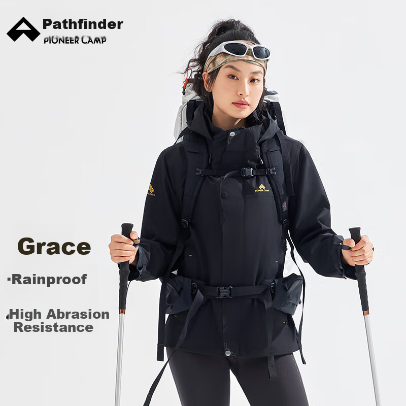 Pioneer Camp Tibetan-Style Windproof And Waterproof Jacket for Women, Spring And Summer Hard Shell Outdoor Hiking Mountaineering Coat with Hood