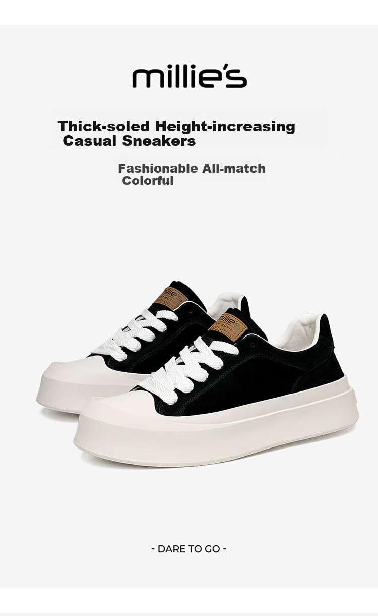 Millies Men's Shoes, New Versatile Couple Shoes, Thick-Soled Shell Toe Biscuit Shoes, Height-Increasing Soft-Soled Casual Sneakers for Men U1261 2