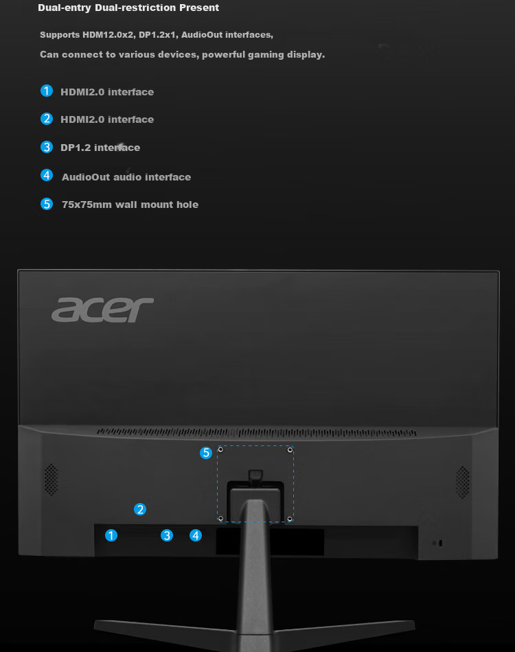 Acer Dark Knight 27-Inch 2K + 120Hz + HDMI/DP Dual Interface HDR Office Light Gaming Monitor MG270U E 12