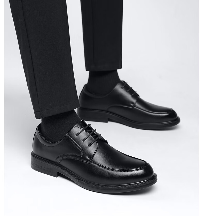 Warrior Official Men's Leather Shoes Spring Summer New Black Soft Sole Formal Business Casual Shoes 2607 Black Size 41 22