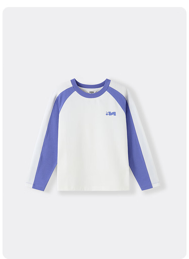Annil Colorblock Raglan Sleeve Kids Boys Girls Crew Neck Long Sleeve T-Shirt 2025 Autumn New Basic Top 1