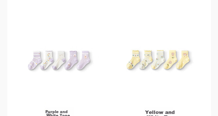 Balabala Girls' Socks Children's Mesh Socks Summer Jacquard Soft Elastic Skin-Friendly Comfortable 5 Pairs Set 209225172007 4