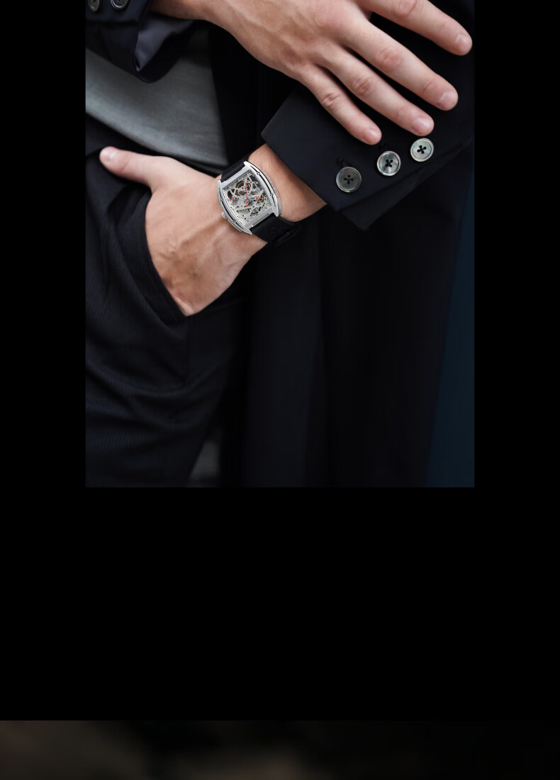 CIGA Design Jijia Fengmang Series Mechanical Wristwatch, Fully Skeletonized Barrel-Shaped Watch, Trendy Men's Watch, Birthday Gift 12