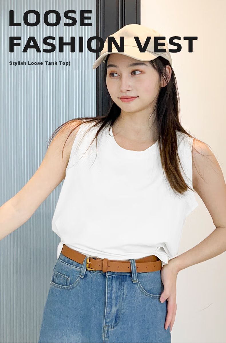 Jeanswest Women's Tank Top, New Summer 2026 Style, Pure Cotton, Loose-Fitting Undershirt, Sleeveless T-Shirt, Wide Shoulder, Breathable, Inner And Outer Wear, Camisole for Wome 1