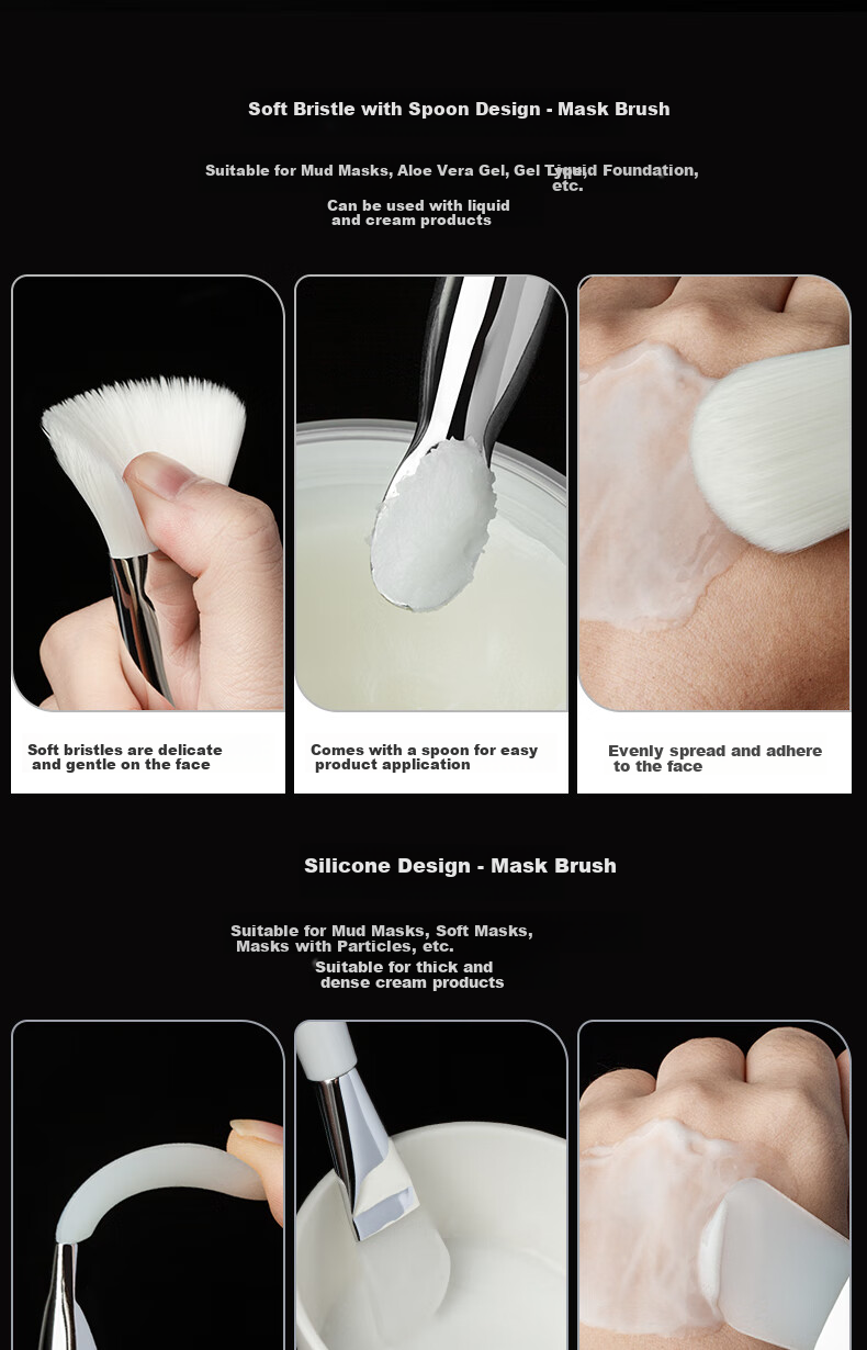 AOLANLA Silicone Mask Brush Set of 5: Clay Mask Soft Bristle Brush, Silicone Brush, Homemade Face Mask Bowl Tools, Clay Mask Stick 3