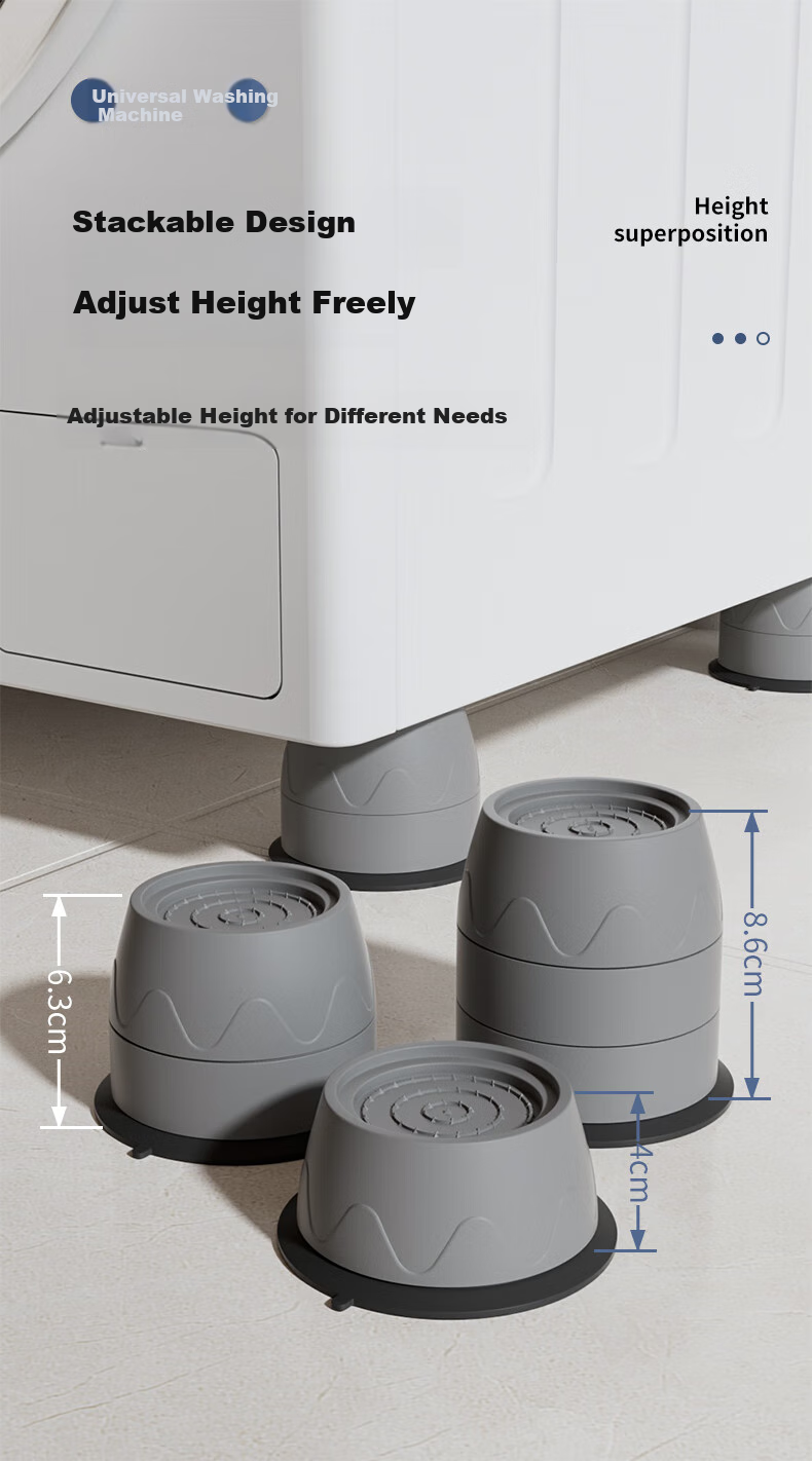 Zhaizhiduo Washing Machine Base Stand, Universal Drum Washing Machine Pad, Anti-Slip And Anti-Vibration Foot Pad 9