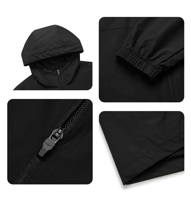ERKE [Yu Shi Same Style] Water-Resistant Jacket for Men, Spring Stand-Collar Hooded Coat, Outdoor Sports Windbreaker 16
