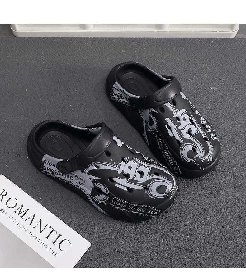 Guoluofi Men's Thick-Soled Clog Sandals Summer Casual Beach Non-Slip Closed-Toe Slippers Outdoor Driving Sandals Black Size 40-41 2