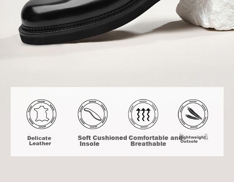 Goldlion Men's Business Formal Leather Shoes, Wedding Banquet Shoes, Color-Fading Craftsmanship, Retro Derby Shoes, G521330064AAA, Black, Size 44 3
