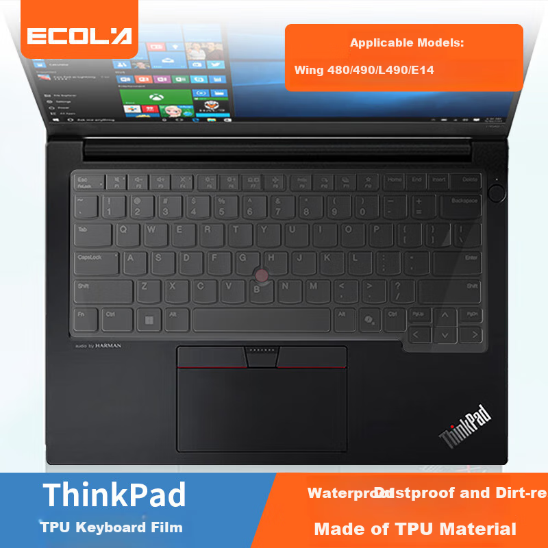 ECOLA Lenovo Keyboard Cover for ThinkPad Wing 490/480 T490/T490S/L490/X1/T14.E14 TPU Invisible Keyboard Protective Film EB013