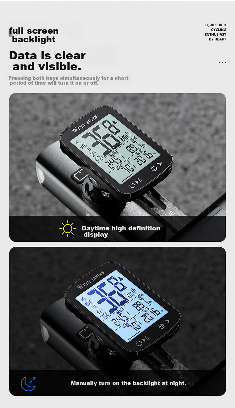 WestBiking XQ2 Road Bike Bicycle GPS Smart Wireless Computer, Quick Connection Mountain Bike Odometer Cycling Equipment 9