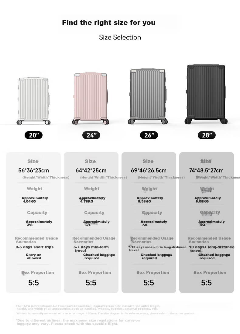 ROAMING Luggage Suitcase Large Capacity Stylish Travel Case for Men And Women with Password Lock And Leather Handle, 24-Inch Champagne Gu 7