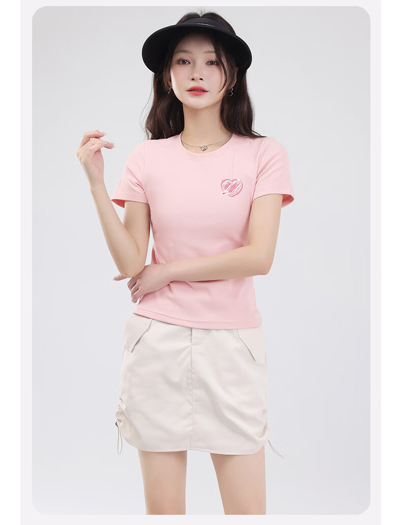 Warrior Women's Slim Fit Short Sleeve T-shirt 2025 Summer Round Neck Tight-fitting Top Fashionable All-match Hot Girl Women's Clothing 8