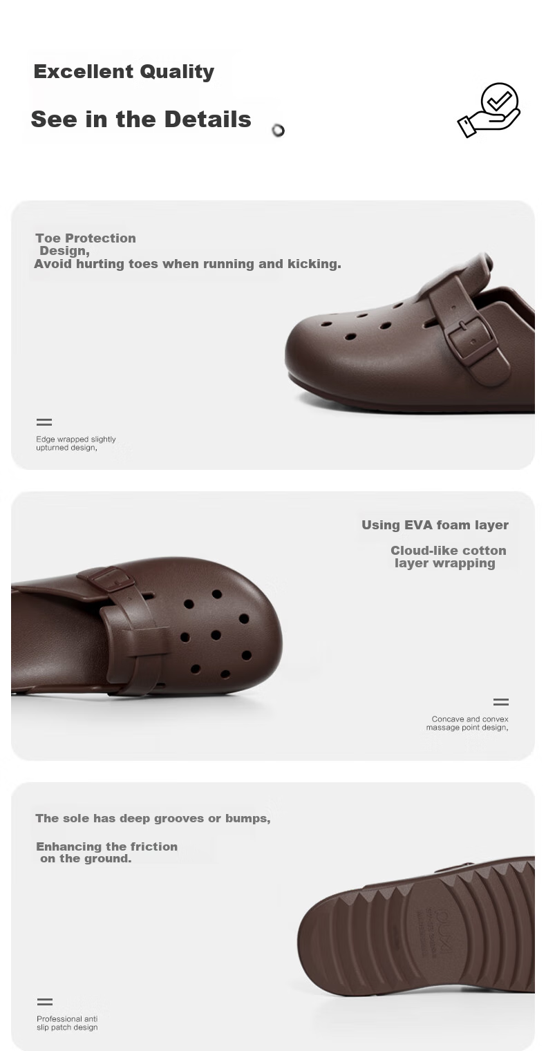 Poxi Thick-Soled Closed-Toe Slip-On Women's Summer Outdoor Perforated Shoes, Light Sand Color, Size 39-40 11