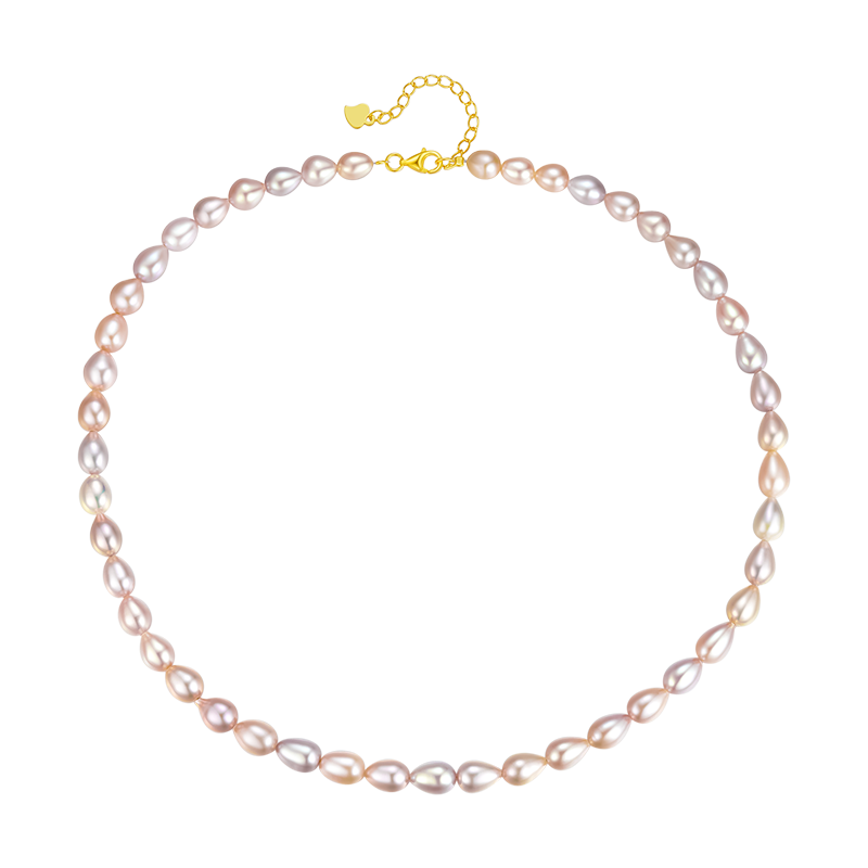 CHOW TAI SENG Mother's Day Gift Pearl Necklace Teardrop Multicolor Beaded Choker Necklace for Mom Girlfriend