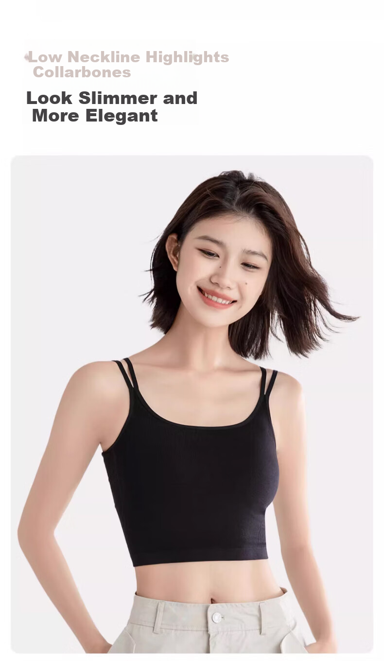 Dushiliren 26 New Style Seamless Comfortable Bra for Women, One-Piece Camisole Tank Top with Built-In Pads 3