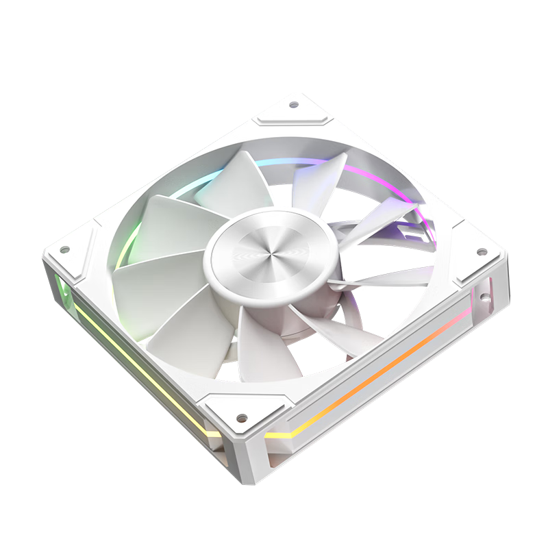 PowerTrain Unknown Player Glider A12 Case Fan, 12CM Desktop Computer ARGB Synchronized Lighting, CPU Cooling Fan, Four-Sided Ring Light Effect, PWM Speed Control, White Anti-Rotor