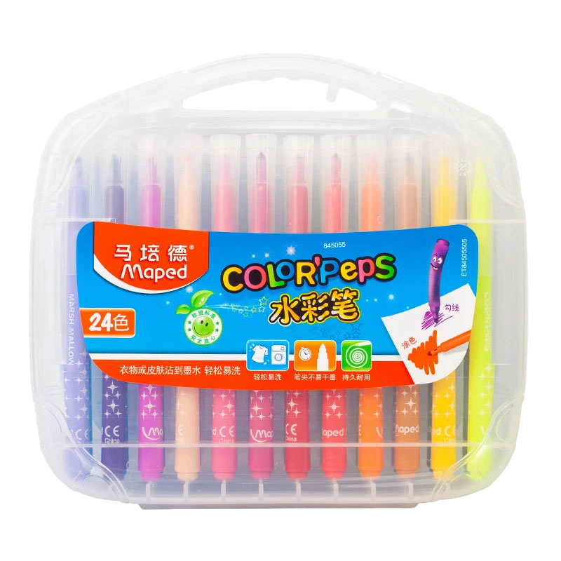 Maped [Mid-Autumn Festival Gift] 24-Color Washable Watercolor Markers for Children And Elementary School Students, Beginner Drawing And Doodle Pens 845055CH