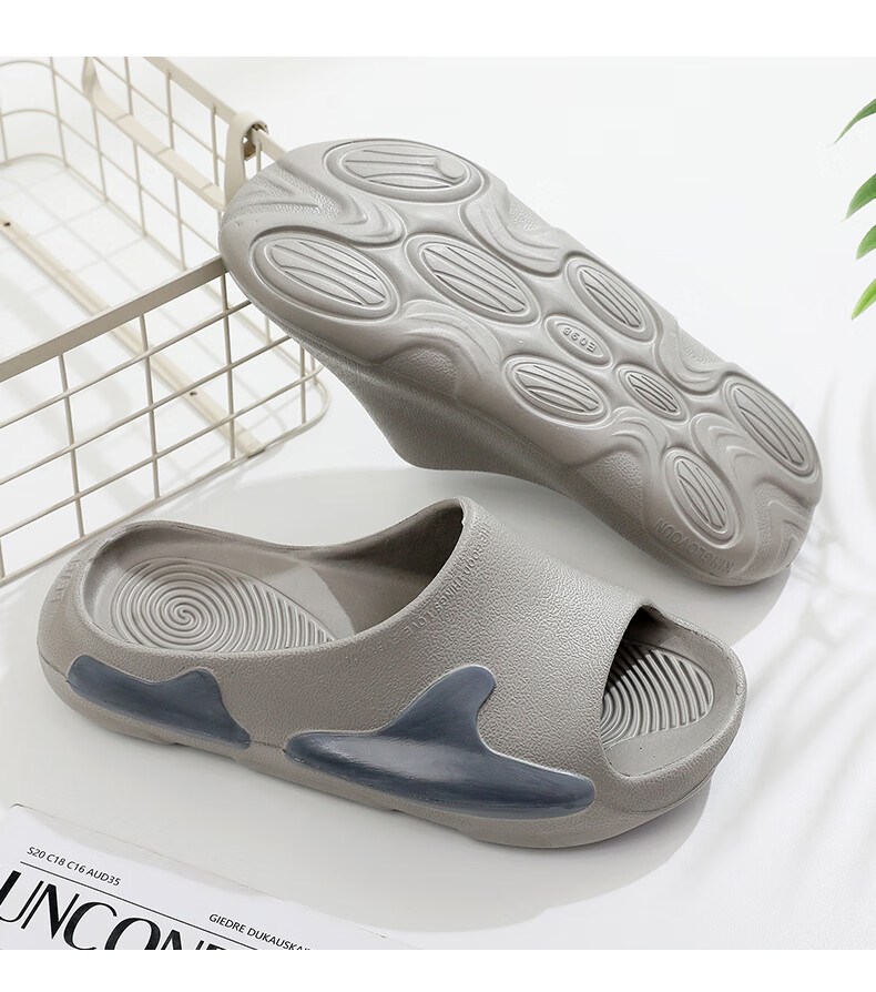 XGGC Basketball Outdoor Slippers for Men, Summer Stepping-On Feel, Non-Slip Beach Sandals, Large Size, White, 46-47 1