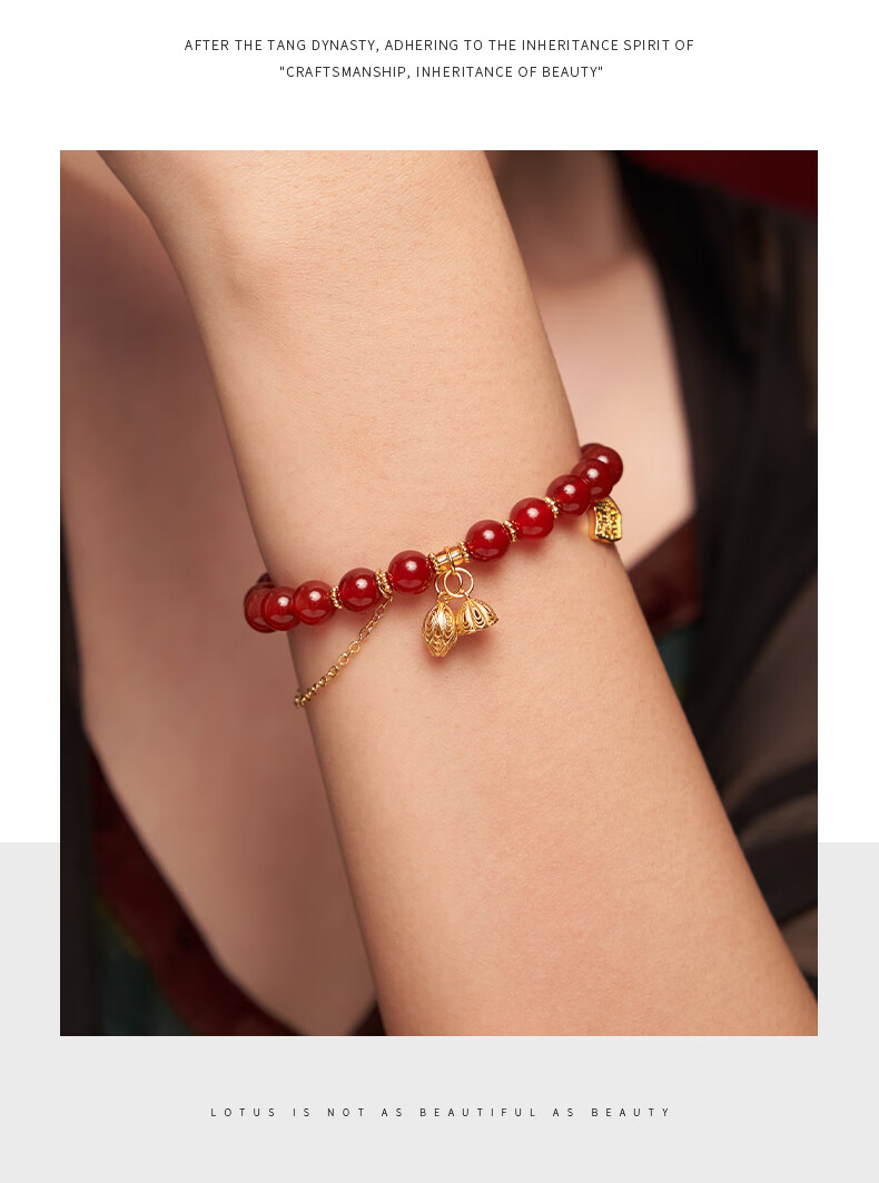 Tanghou Natural Red Agate Silver Bracelet for Women Ancient Style Wristband Zodiac Year Jewelry Birthday Mother's Day Gift 8