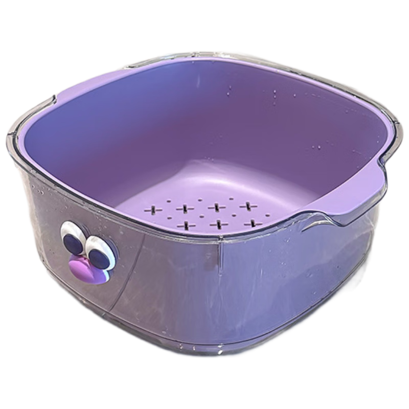 PINYU Double-Layer Dopamine Draining Basket, Cute Fruit Basket for Home Use, Washing Filter Two-In Thickened Fruit Plate And Vegetable Washing Basket