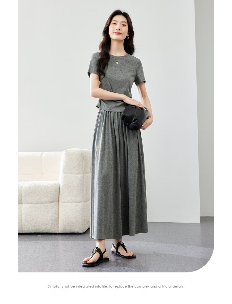 Fansiman Minimalist Design Set Dress for Women 2026 Summer New T-Shirt and Skirt Two-Piece Set XL 2