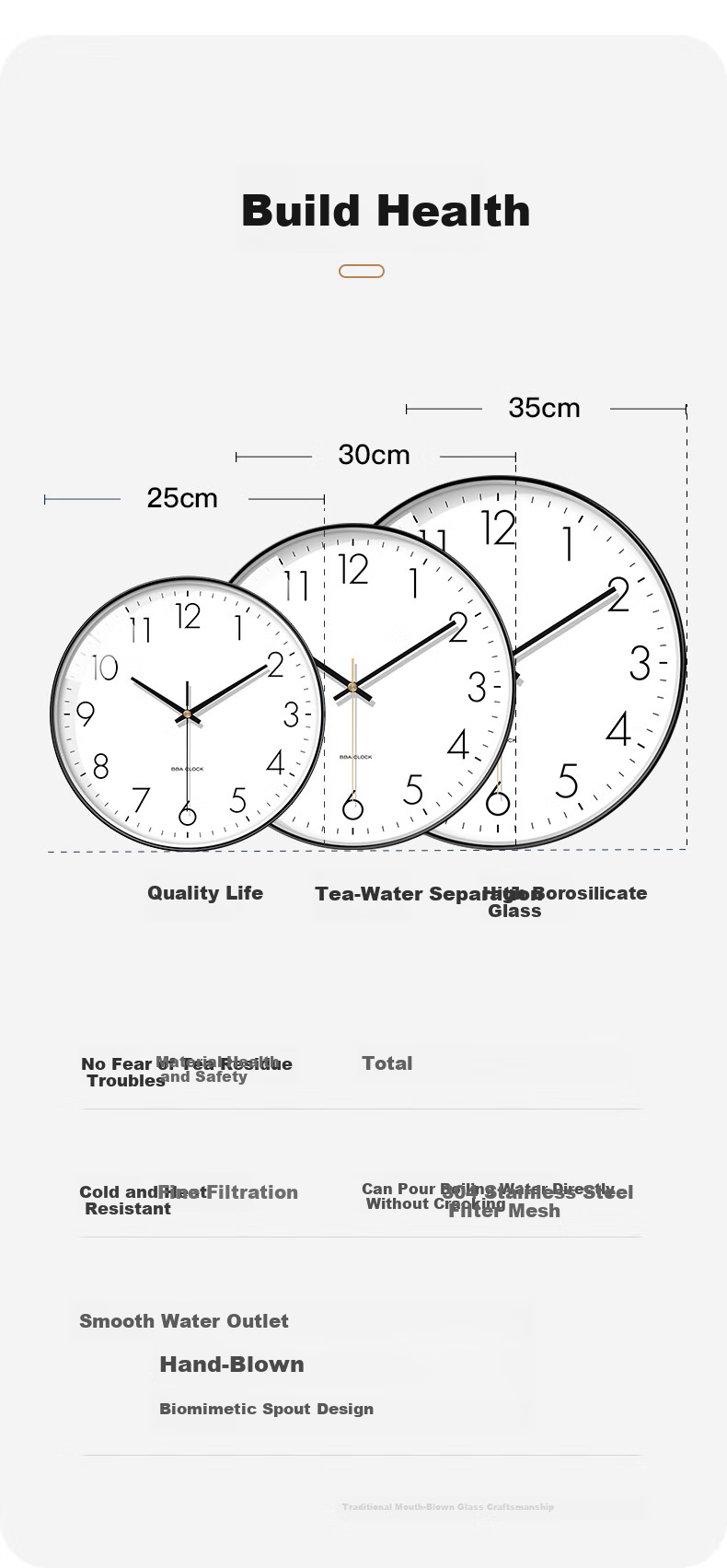 BBA Wall Clock, Simple Living Room Timepiece, Home Bedroom Living Room Clock, Modern Creative Quartz Clock, 35cm Vintage Black 6