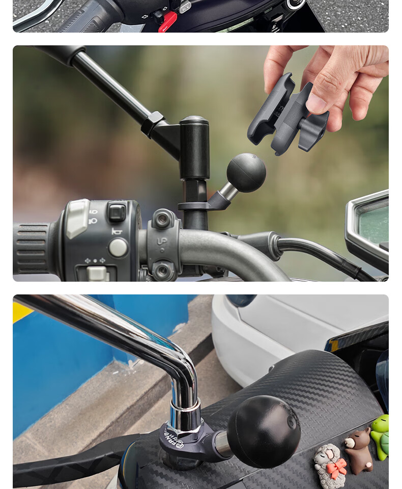 FANAUE Motorcycle Phone Holder Rearview Mirror Ball Head Base Reflective Mirror Mount 20mm Extension Bracket Swivel Accessory MB-01(20) 12