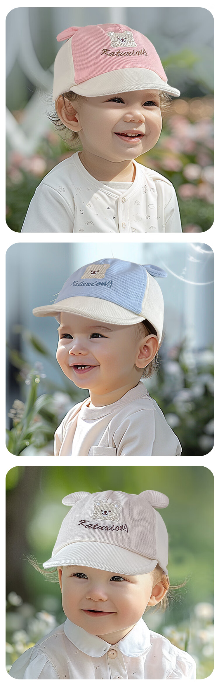 9i9 Baby Hat Summer Embroidered Little Bear Unisex Baby Duckbill Cap Children's Sunshade Baseball Cap 0-3 Years F38 Pink 5