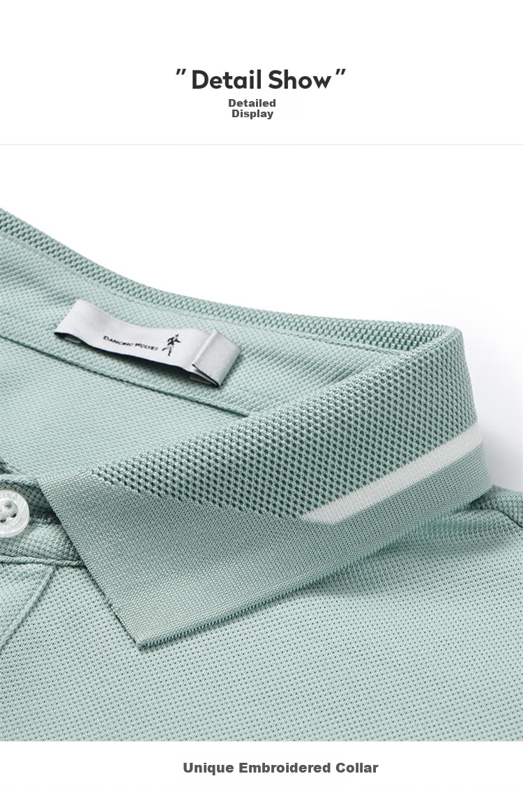 DANCING WOLVES [Cool Ice Mint] Summer Casual Cool Skin-Feel Men's Short-Sleeve POLO Shirt, 103 Gray Blue, Size 180 7