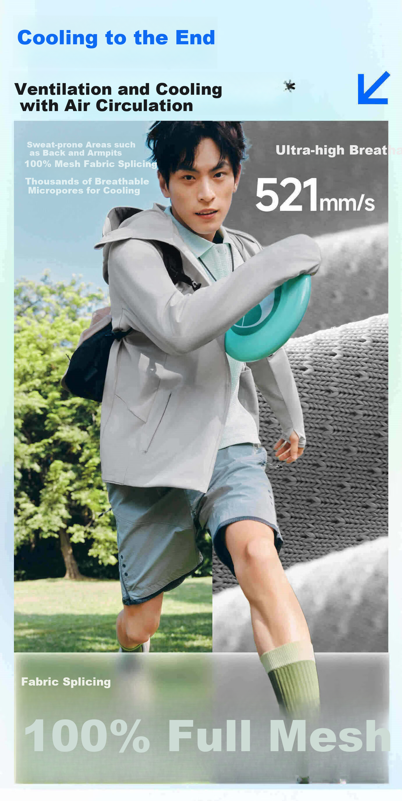 Beneunder Ice Silk Sun Protection Jacket for Men UV Protection Cooling Breathable Outdoor Fishing AL106 Frozen Lake Blue XL 2
