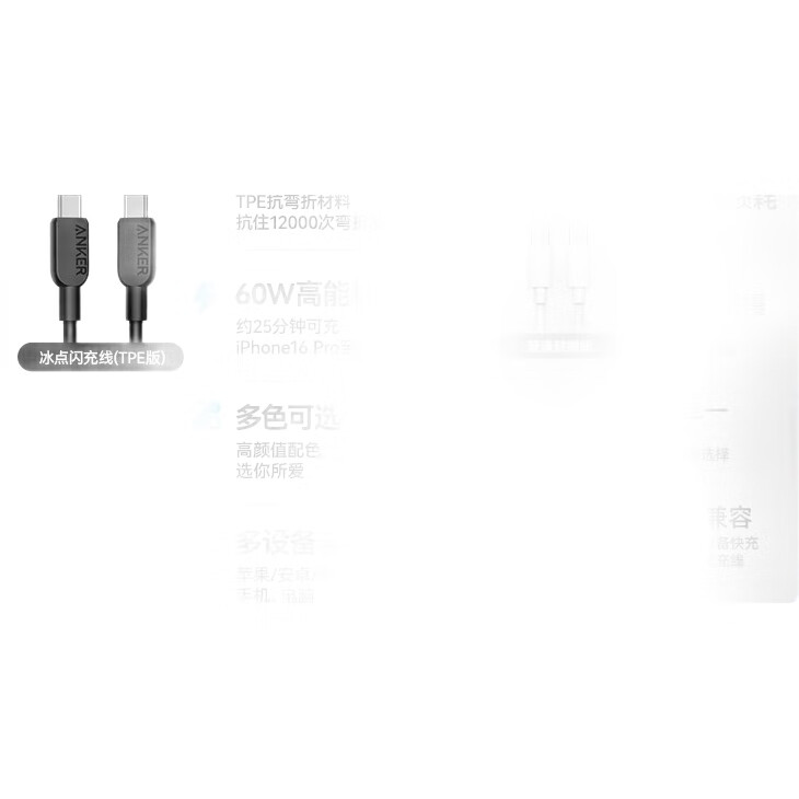 Кабель ANKER PowerLine+ II USB-C to USB-C 2.0, черный, 1.8 м