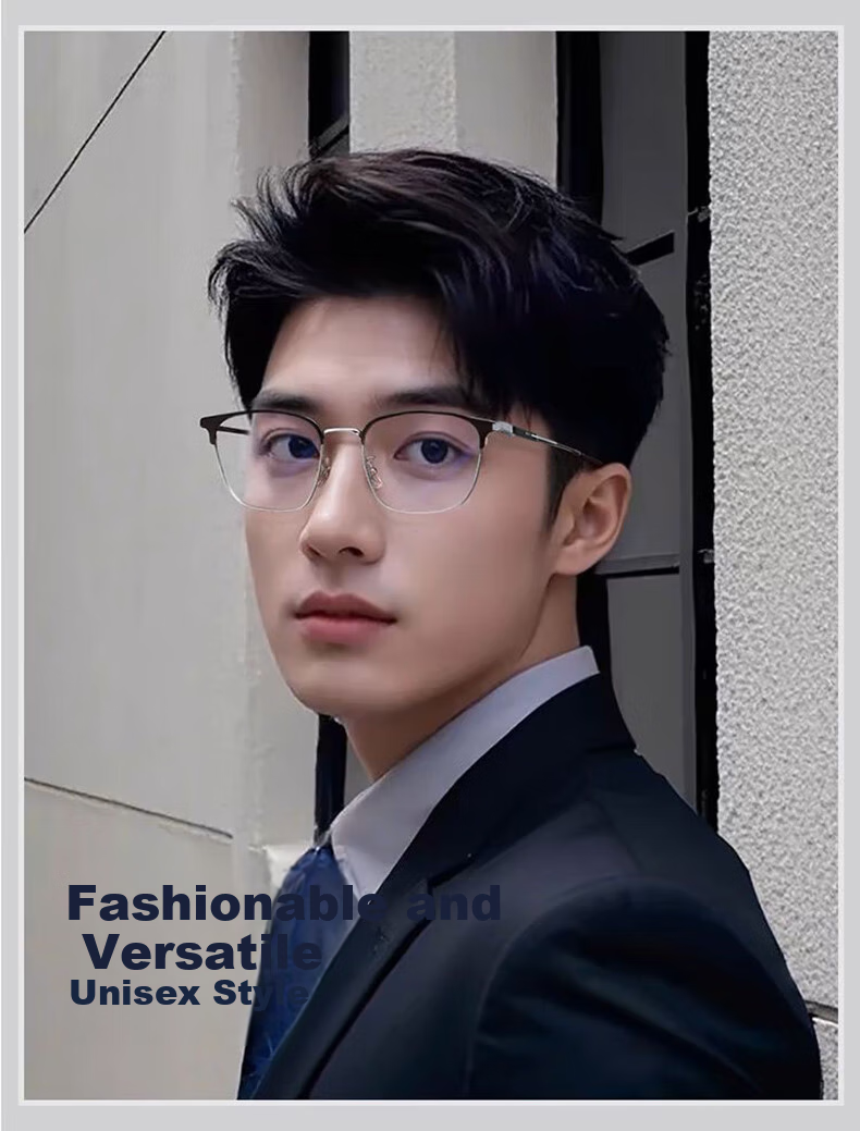 Jimmy Orange Anti-Blue Light Radiation Glasses for Men And Women, Office Photochromic Browline Gaming Protective Outdoor Non-Prescription Eyeglass Frames 3