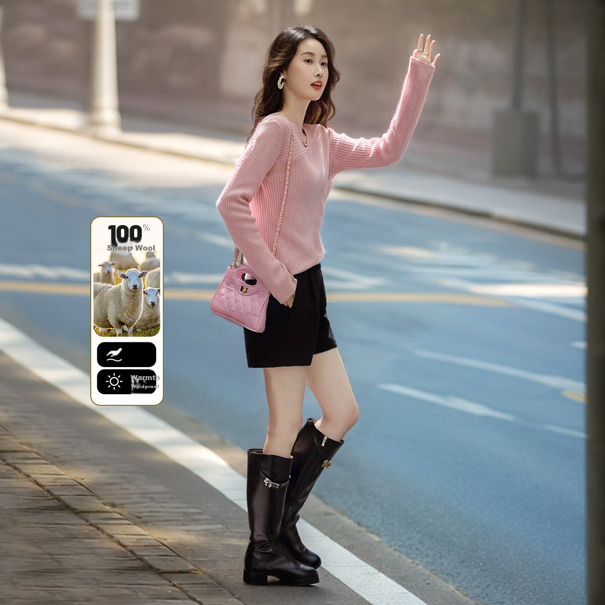 Dme [Light Oxygen 100% Wool] Autumn And Winter Warm Gentle Skin-Friendly Sweater, Hollow Jacquard Knit Top for Wome