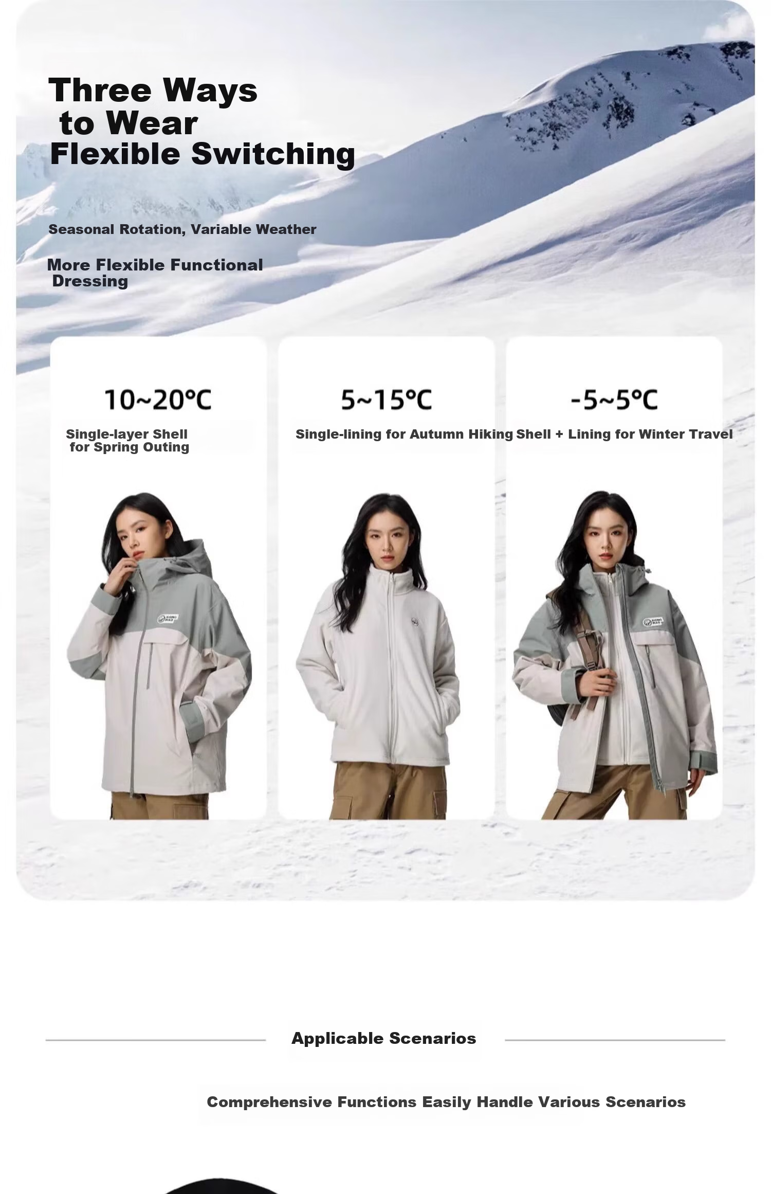 CAMEL [Yang Ying's Style] Panda Windbreaker Jacket for Men And Women, Autumn And Winter Three-In Warm Mountaineering Coat A13CA31147 12