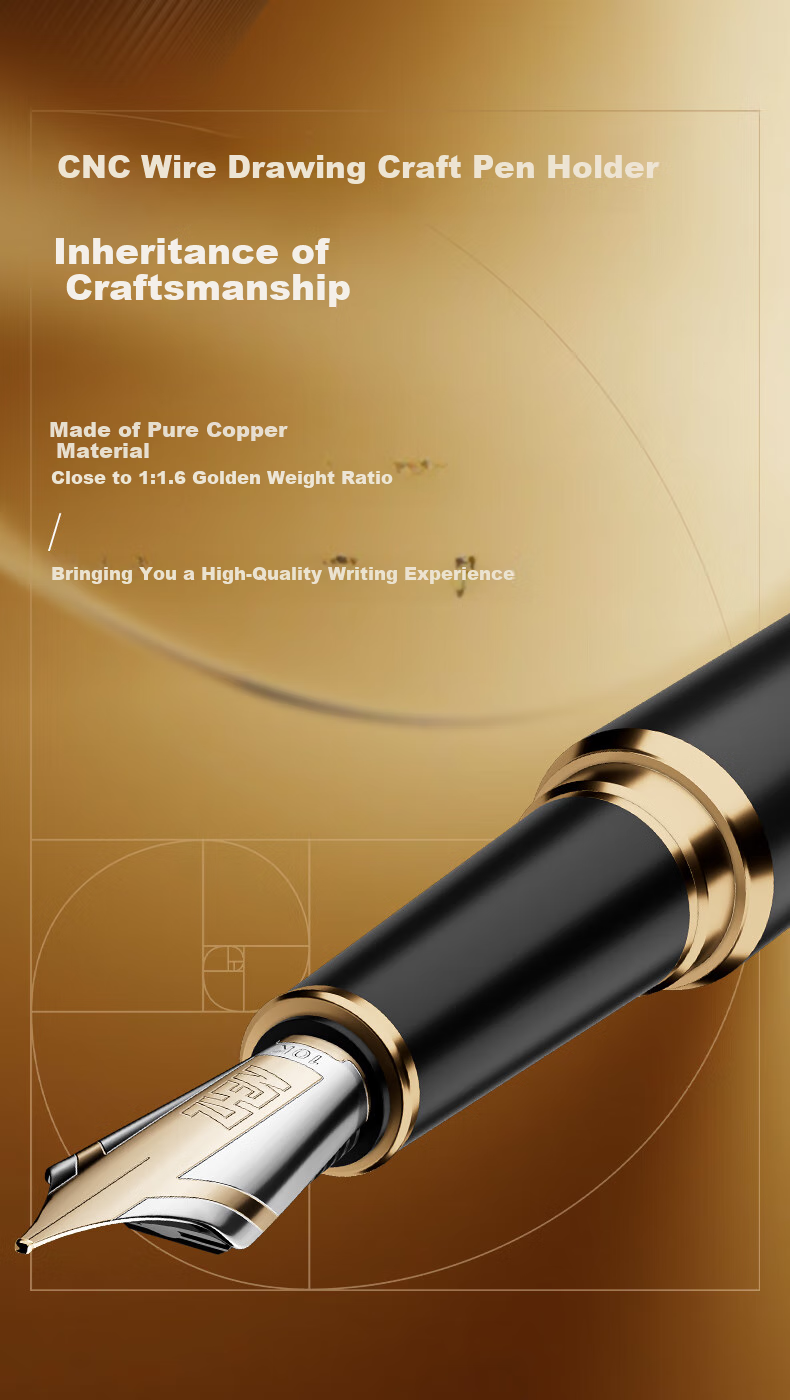 HERO Fountain Pen, Zhenrong Series Light Luxury 10K Gold Pen, Black And Gold Ink Gift Box, High-End Signature Pen for Men, Leaders, Teachers, Birthday Gift 9
