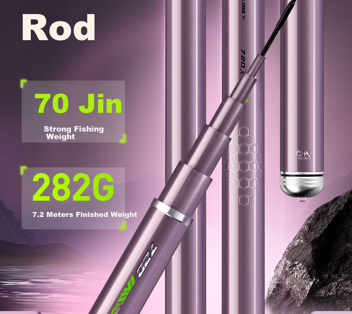 Chuanze Mange Heavy-Duty Fishing Rod, Handheld Rod, Top Ten Brands, Light And Hard Giant Fish Rod, Grass Carp And Bighead Carp Rod, 5.4 Meters 2