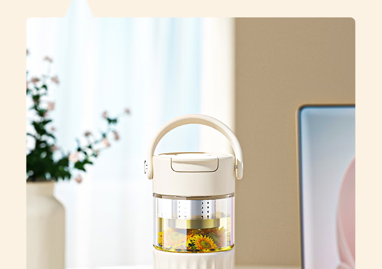 Germ Tea Separation Glass Cup for Women High-Value Floral Tea Water Cup Office Brewing Tea Cup Gift Cup 500ML Purple 13