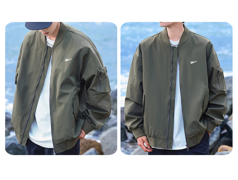 Huili Men's Jacket for Spring And Autumn Outdoor Windbreaker Casual Jacket American-Style Flight Suit Military Green Size L 19