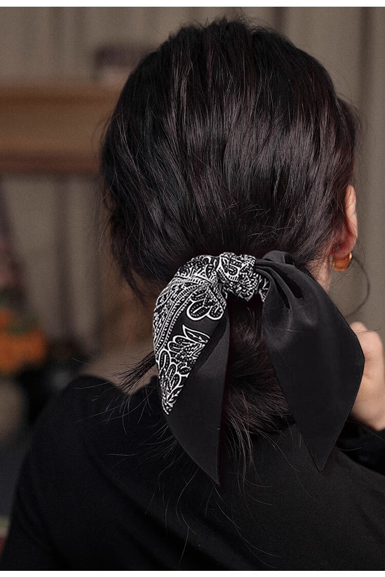 Xiangwan, Floral Butterfly Hair Tie, Vintage Ink Wash Dress Hem Hairband Ponytail Hairband, Hair Accessory, Headpiece, Mid-Autumn Festival Gift 4