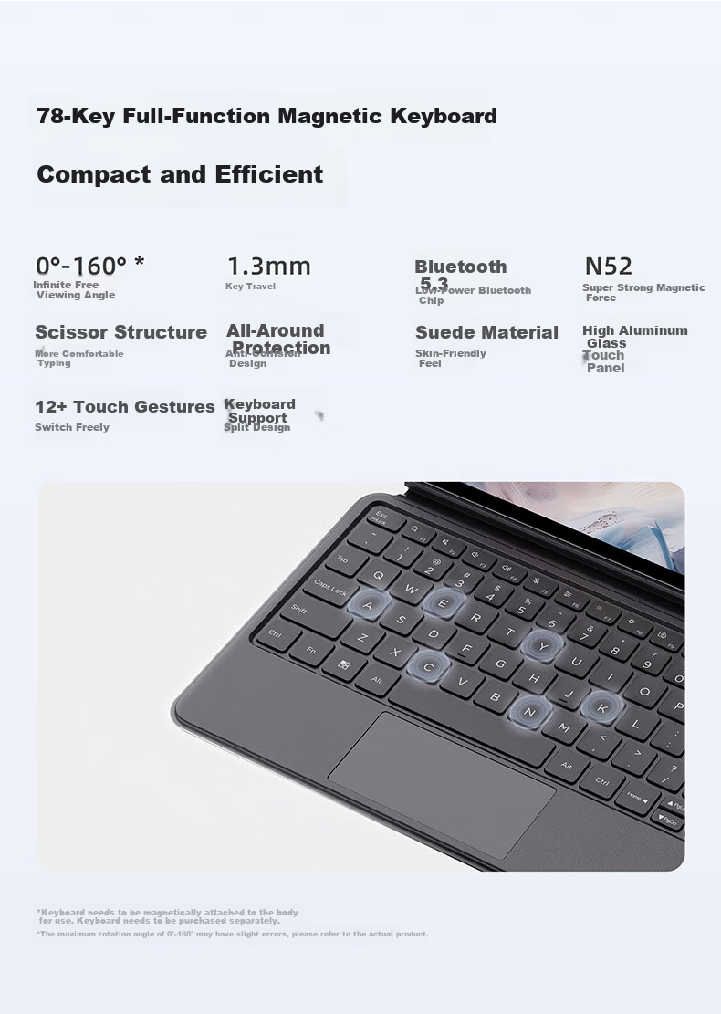 Nubia Tablet Pro, 10.9-Inch Tablet, Snapdragon 8 Gen3, 2.8K Ultra-Clear True Color Screen, 10000mAh Battery, 12GB RAM + 256GB Storage, Aurora Silver 20