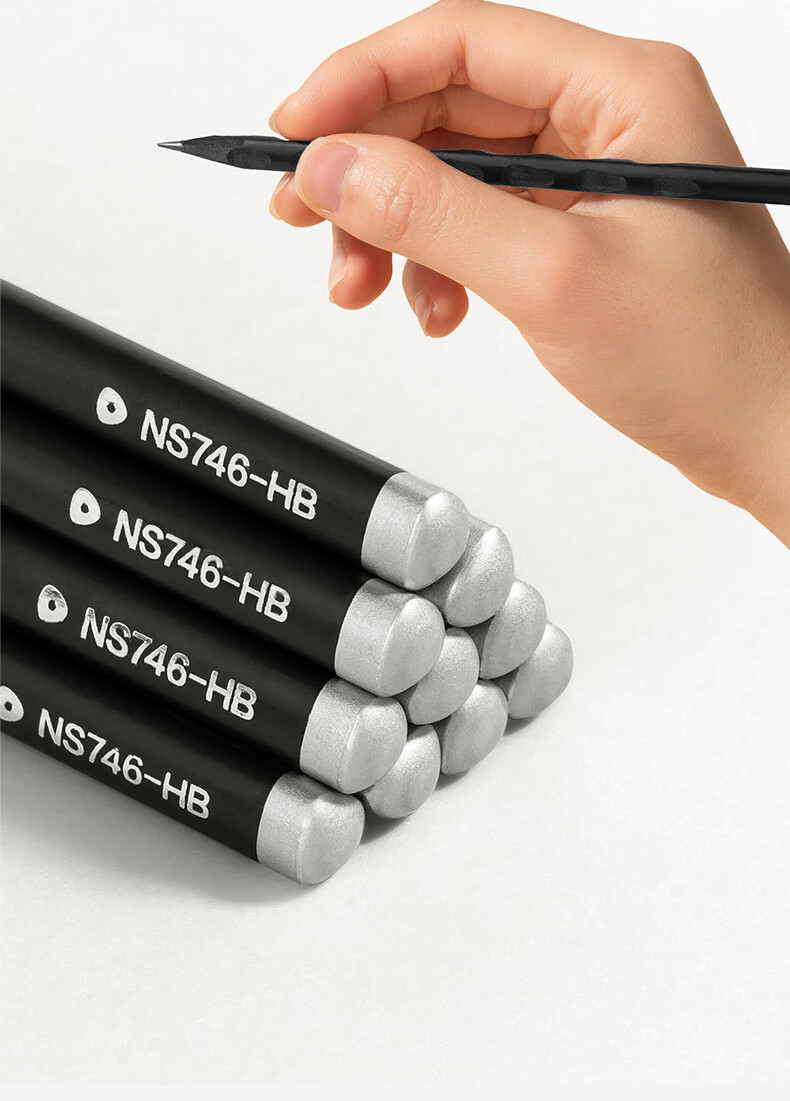 NUSIGN Black Wood Hole Pencil Children's Posture Correction Beginner Handwriting Triangular Anti-Bite Sticky Tip 10pcs NS781-HB [Popular Product] High-End Brand under Deli 6
