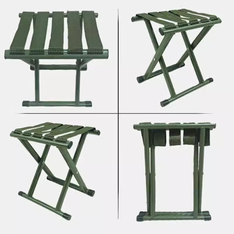 SGMW Folding Stool, Outdoor Portable Folding Chair with Backrest, Small Bench for Fishing, Camping Stool, Military Training Seat