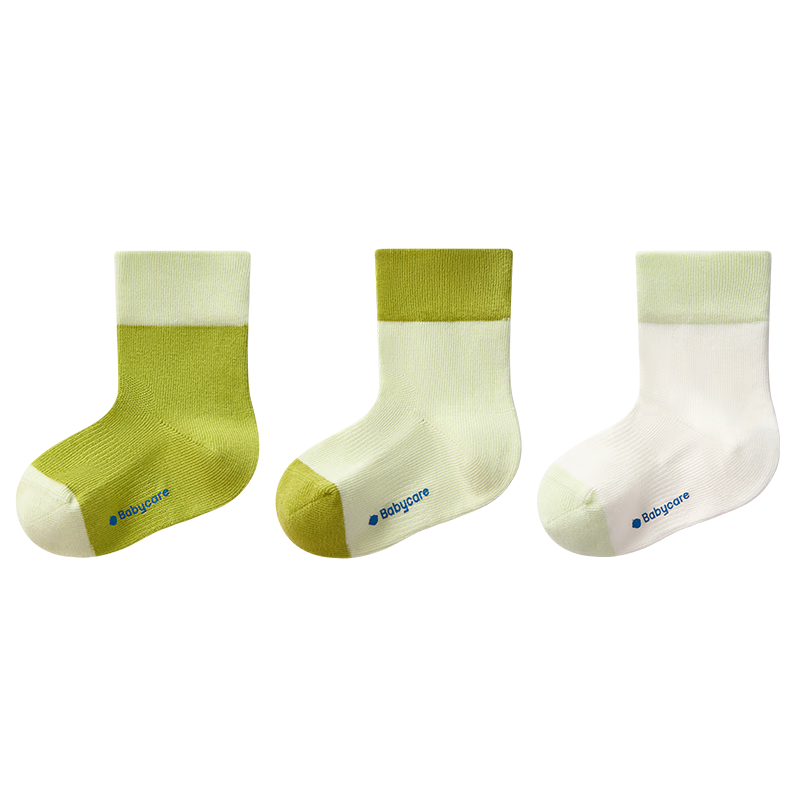 Babycare Children's Socks, Boys' Cotton Socks, Girls' Floor Socks, Baby Socks, Newborn Infant Socks, Mint Green, 3 Pairs, Size L