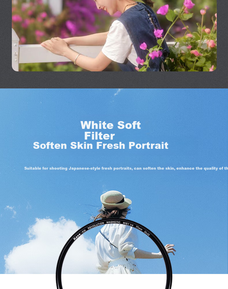 Kase UV Filter + CPL Polarizing Filter + Case, 77mm Magnetic, Jiguanglang Second Generation Colorful Entry-Level Photography And Photo-Taking Kit 19