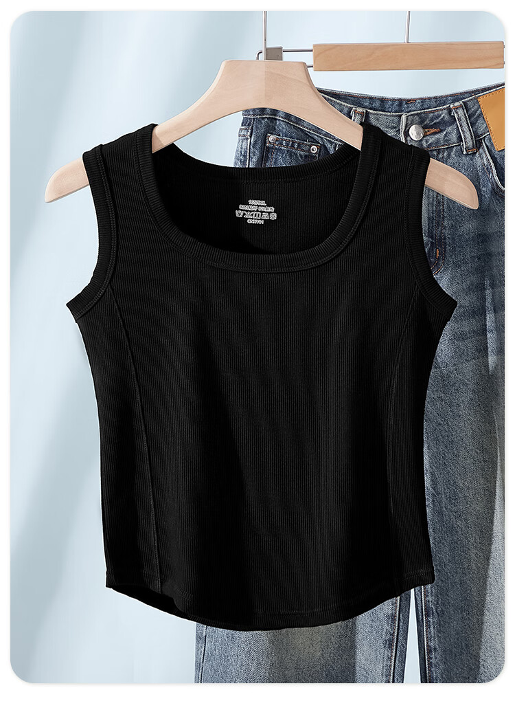 Yiershuang Women's Summer Thin Ribbed Slim Fit Tank Top, Stylish Back, Versatile Innerwear and Outerwear Camisole 11