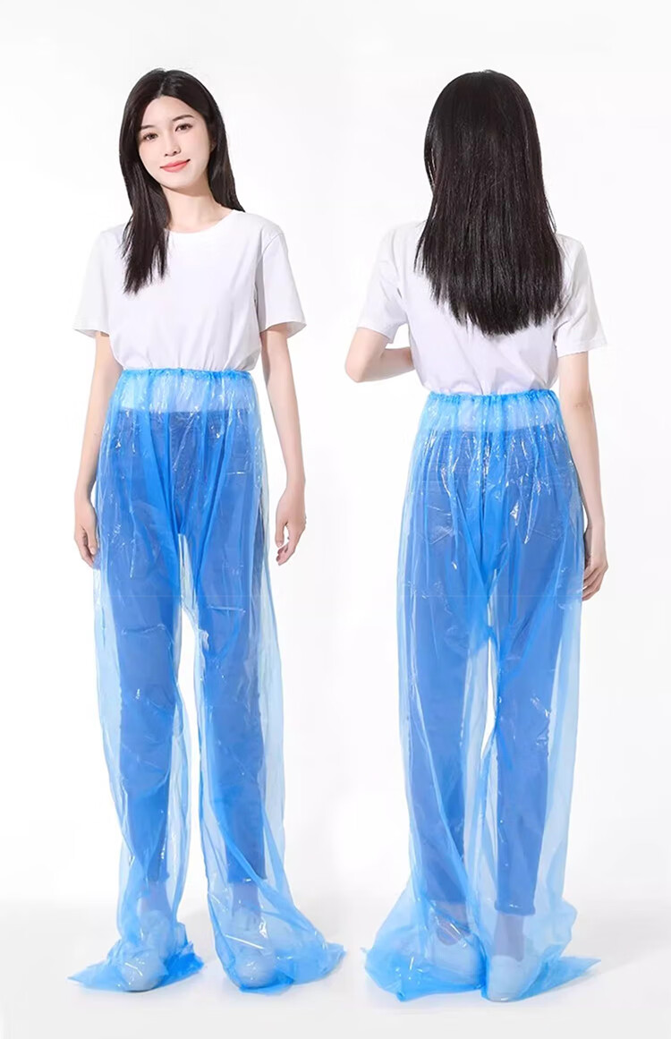 Mashifu Thickened Disposable Foot-Covering Rain Pants Waterproof Long Plastic Rain Trousers for Men and Women, One Size, Transparent, 5 Pieces 2