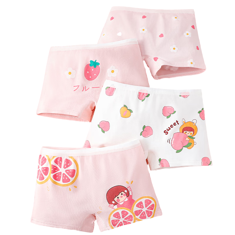 Dingguagua Girls' Cotton Antibacterial Boxer Briefs Children's Underwear for Older Kids and Students